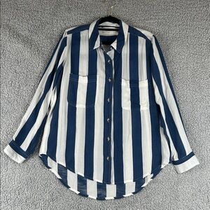 ROLLA’S Striped Long Sleeve Button Down Collared Blue White Top Size 10/M